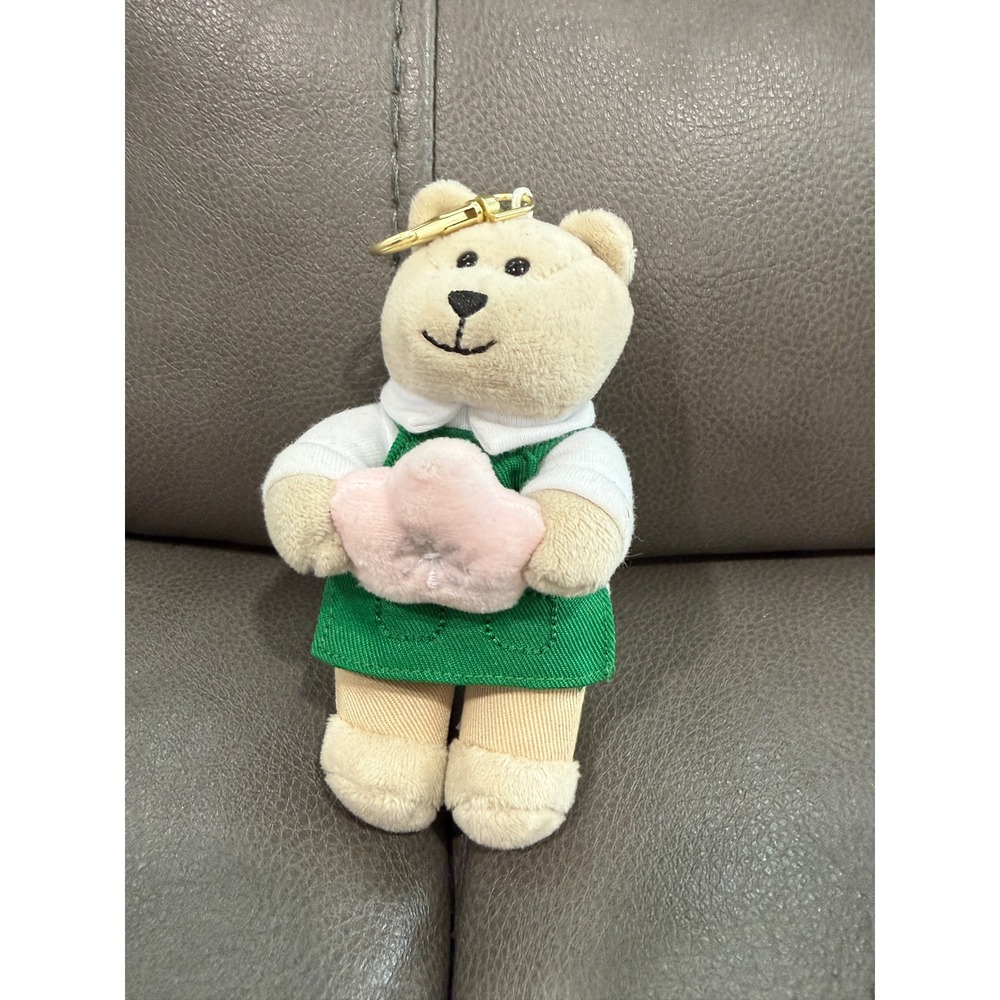 Starbucks Bearista Sakura Cherry Blossom Plush Keychain Green Apron 2016 Mini